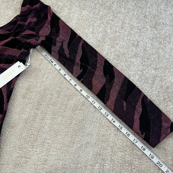 NWT Siena Metallic Stripe Cocktail Long Sleeve Dress 12 - Picture 9 of 14